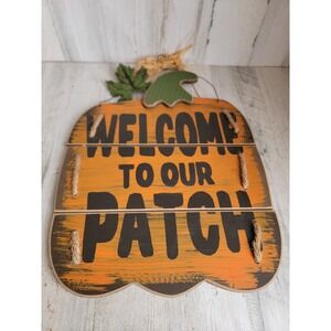 Wooden welcome to the patch pumpkin sign Halloween fall decor